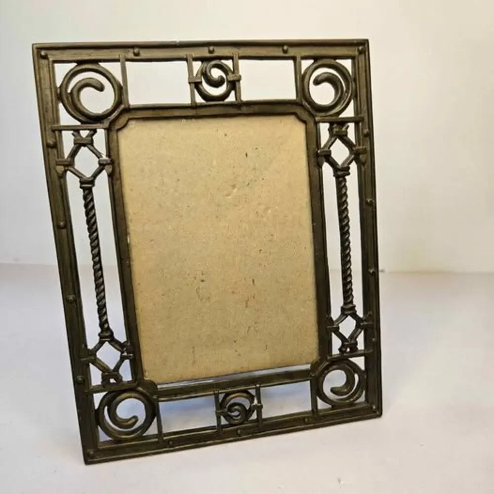 Vintage Ornate Bronze Metal Picture Frame. Heavy